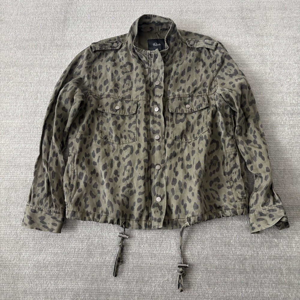 Rails Collins Jacket‎ Womens S Green Leopard Print Utility Full Zip Snap Front